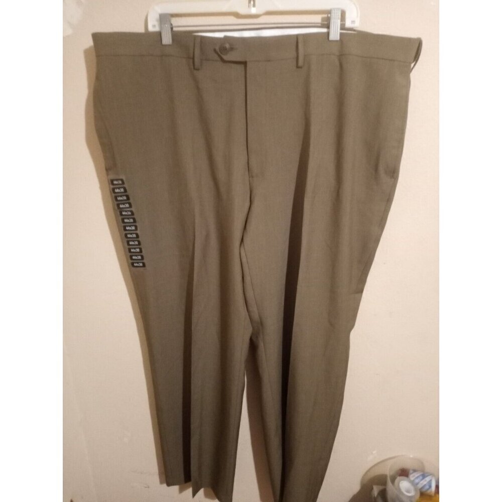 New Haggar Men’s 44x30 Stretch Suit Pants Brown Classic Fit Travel Performance